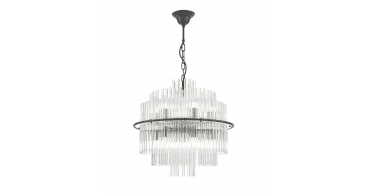 Lukas 13 Light Pendant Satin Black and Glass