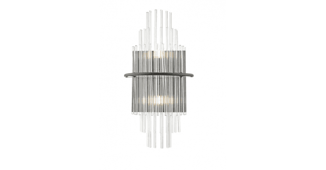 Där Lighting Lukas 2 Light Wall Light Satin Black and Glass