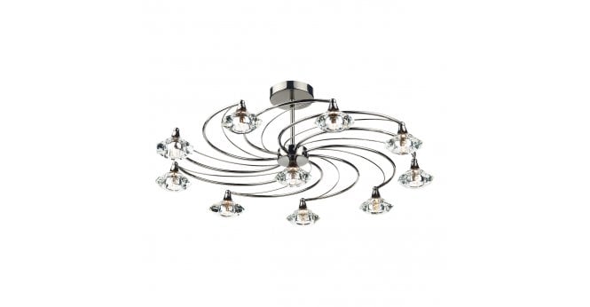 Där Lighting Luther 10 Light Semi Flush Black Chrome Crystal