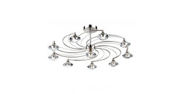 Luther 10 Light Semi Flush Satin Chrome Crystal