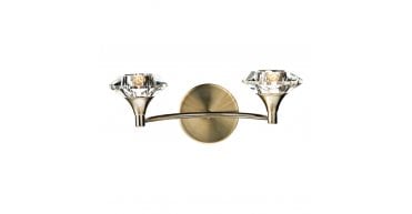 Luther 2 Light Wall Light Antique Brass Crystal
