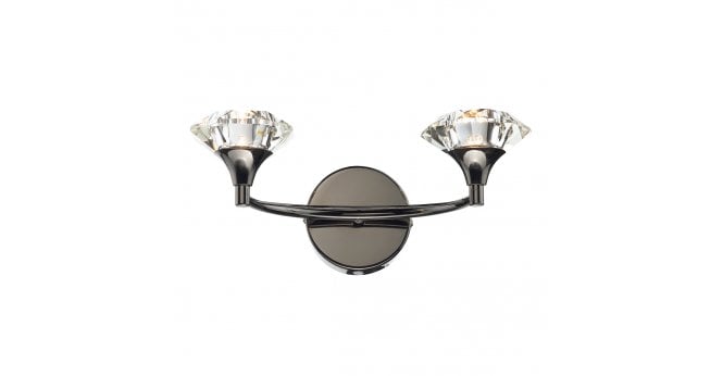 Där Lighting Luther 2 Light Wall Light Black Chrome Crystal