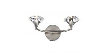 Luther 2 Light Wall Light Satin Chrome Crystal