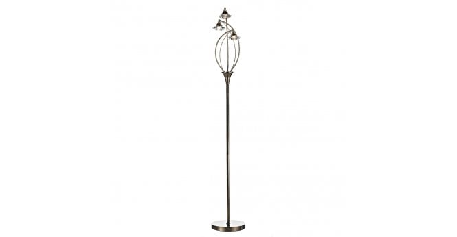 Där Lighting Luther 3 Light Floor Lamp Antique Brass Crystal