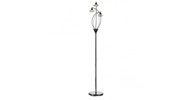 Där Lighting Luther 3 Light Floor Lamp Black Chrome Crystal