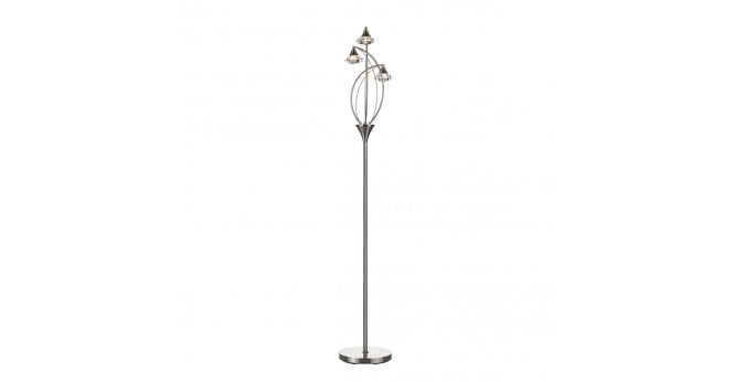 Där Lighting Luther 3 Light Floor Lamp Satin Chrome Crystal
