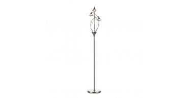 Luther 3 Light Floor Lamp Satin Chrome Crystal