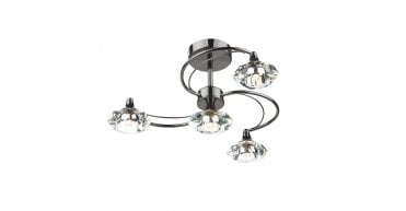 Luther 4 Light Semi-Flush Polished Black Chrome and Crystal