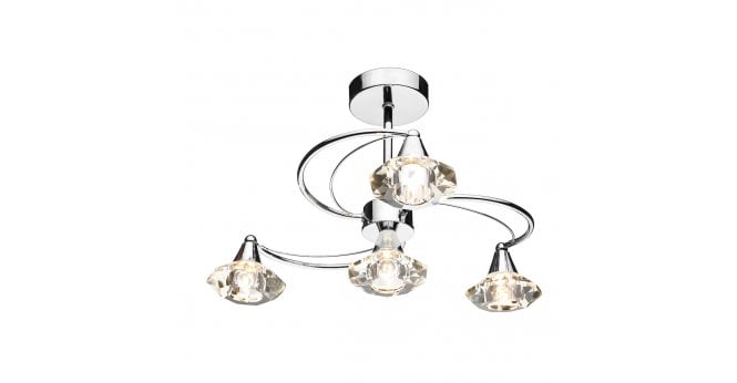 Där Lighting Luther 4 Light Semi-Flush Polished Chrome and Crystal