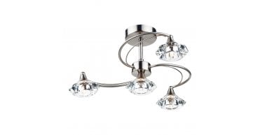 Luther 4 Light Semi-Flush Satin Chrome and Crystal