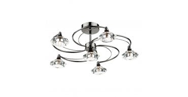 Luther 6 Light Semi Flush Black Chrome Crystal