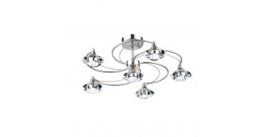 Luther 6 Light Semi Flush Satin Chrome Crystal