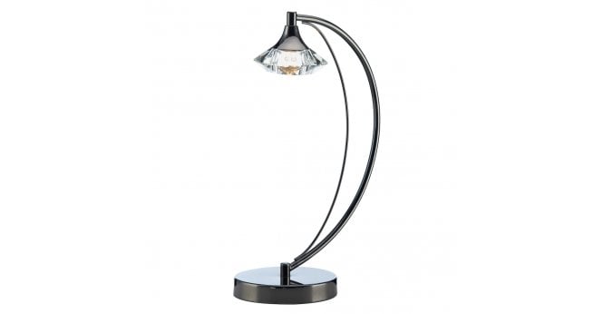 Där Lighting Luther Table Lamp Black Chrome Crystal