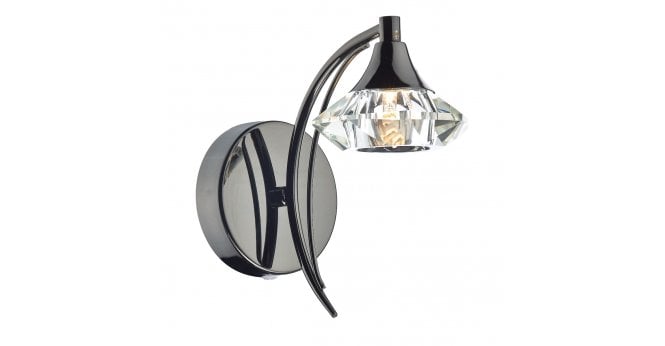 Där Lighting Luther Wall Light Black Chrome Crystal