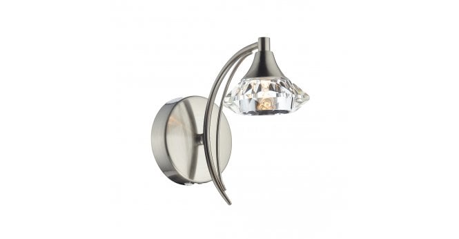 Där Lighting Luther Wall Light Satin Chrome Crystal