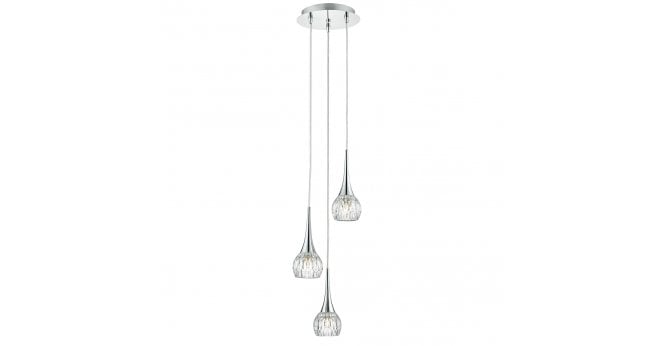 Där Lighting Lyall 3 Light Pendant Polished Chrome Glass