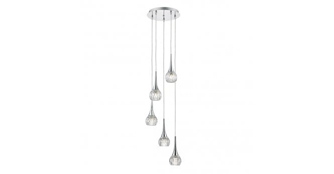 Där Lighting Lyall 5 Light Pendant Polished Chrome Glass