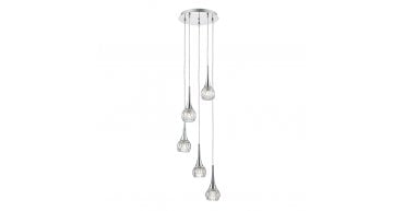 Lyall 5 Light Pendant Polished Chrome Glass