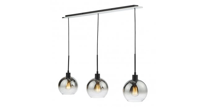 Där Lighting Lycia 3 Light Bar Pendant Matt Black Ombre Smoked Glass