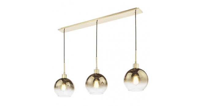 Där Lighting Lycia 3 Light Bar Pendant Satin Gold and Gold Ombre Glass