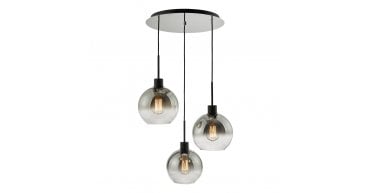 Lycia 3 Light Cluster Pendant Matt Black Smoked Ombre Glass
