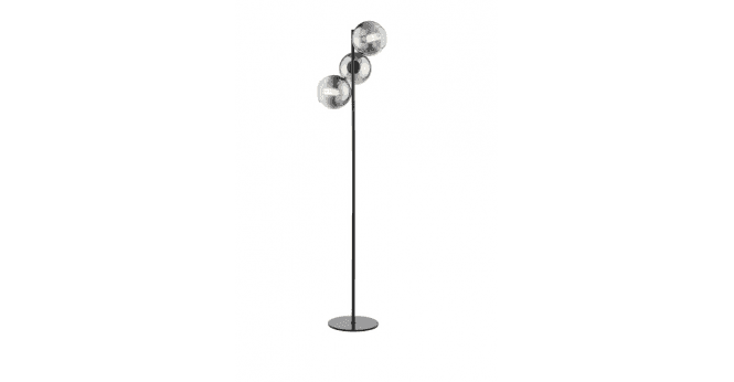 Där Lighting Lycia 3 Light Floor Lamp Matt Black and Smoked Ombre Glass