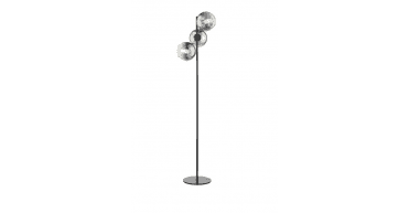 Lycia 3 Light Floor Lamp Matt Black and Smoked Ombre Glass