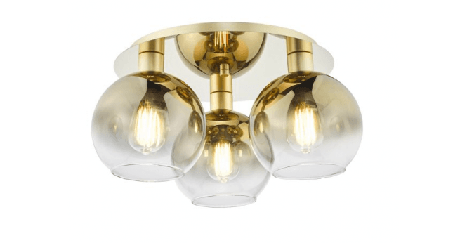 Där Lighting Lycia 3 Light Flush Satin Gold and Gold Ombre Glass