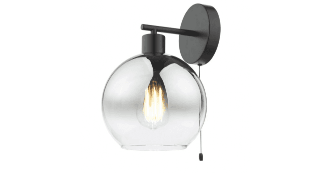 Där Lighting Lycia Wall Light Matt Black and Smoked Ombre Glass