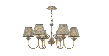 Lydian 6 Light Pendant Antique Bronze With Shade