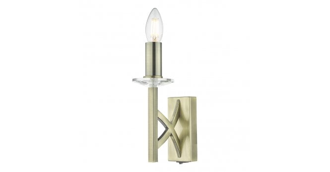 Där Lighting Lyon 1 Light Wall Light Antique Brass Crystal