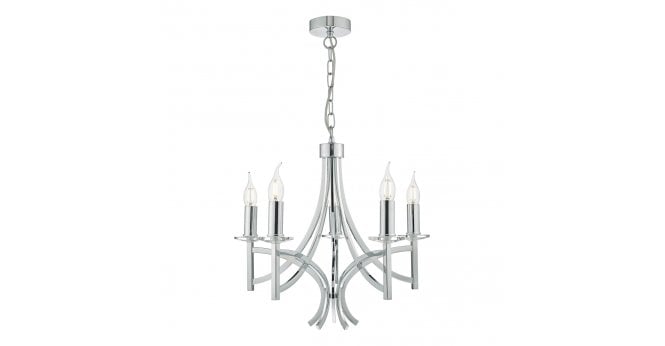 Där Lighting Lyon 5lt Pendant Polished Chrome & Crystal