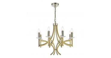 Lyon 8 Light Armed Fitting Antique Brass Crystal
