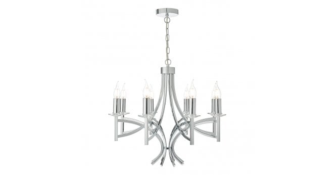 Där Lighting Lyon 8lt Pendant Polished Chrome & Crystal
