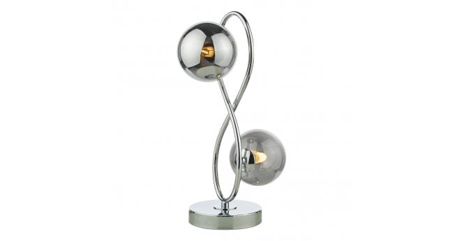 Där Lighting Lysandra 2 Light Table Lamp Polished Chrome and Smoked Glass