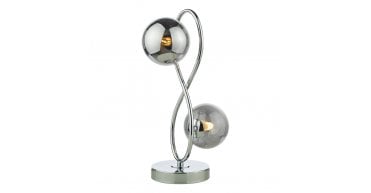 Lysandra 2 Light Table Lamp Polished Chrome and Smoked Glass