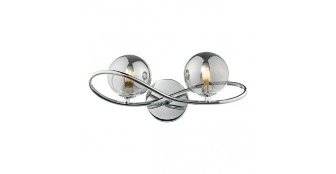 Där Lighting Lysandra 2 Light Wall Light Polished Chrome and Smoked Glass