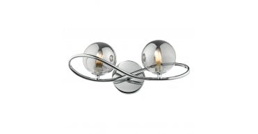 Lysandra 2 Light Wall Light Polished Chrome and Smoked Glass