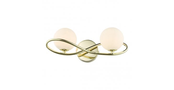 Där Lighting Lysandra 2 Light Wall Light Polished Gold and Opal Glass