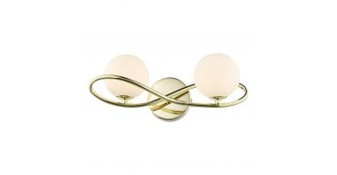Lysandra 2 Light Wall Light Polished Gold and Opal Glass