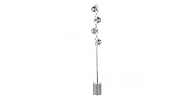 Där Lighting Lysandra 4 Light Floor Lamp Polished Chrome and Smoked Glass