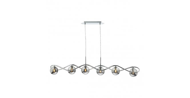 Där Lighting Lysandra 6 Light Bar Pendant Polished Chrome and Smoked Glass