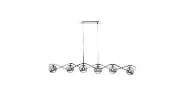 Lysandra 6 Light Bar Pendant Polished Chrome and Smoked Glass