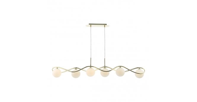 Där Lighting Lysandra 6 Light Bar Pendant Polished Gold and Opal Glass