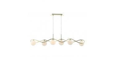Lysandra 6 Light Bar Pendant Polished Gold and Opal Glass