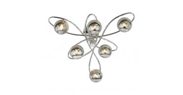 Lysandra 6 Light Semi-Flush Polished Chrome and Smoked Glass