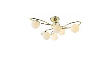 Lysandra 6 Light Semi-Flush Polished Gold and Opal Glass