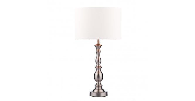 Där Lighting Madrid Table Lamp Satin Chrome With Shade