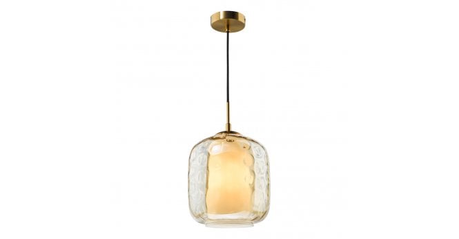 Där Lighting Majella Pendant Aged Brass and Champagne Glass