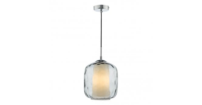 Där Lighting Majella Pendant Polished Chrome and Smoked Glass
